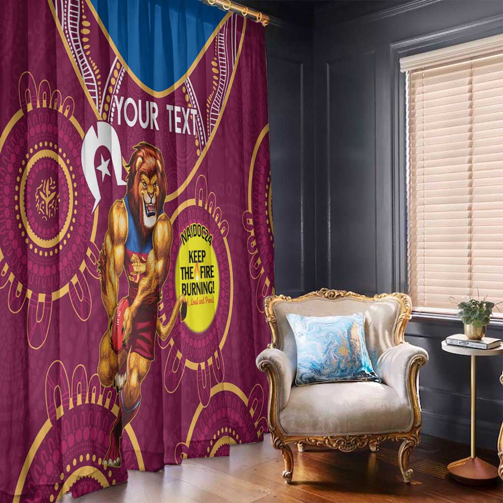Custom AFL Brisbane Lions NAIDOC Week Window Curtain Keep The Fire Burning Indigenous Art