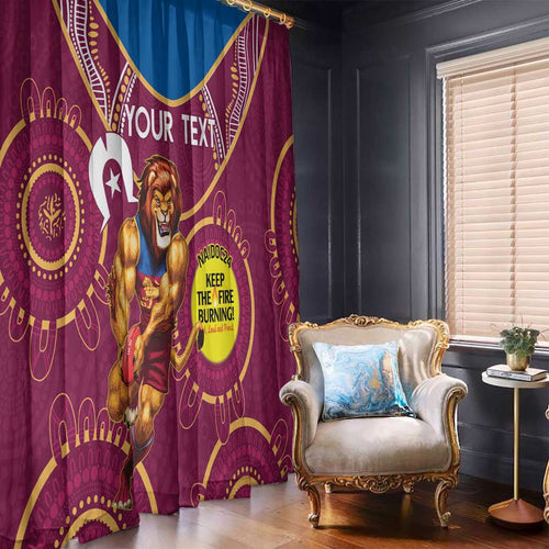 Custom AFL Brisbane Lions NAIDOC Week Window Curtain Keep The Fire Burning Indigenous Art