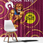 Custom AFL Brisbane Lions NAIDOC Week Window Curtain Keep The Fire Burning Indigenous Art
