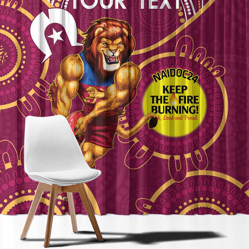 Custom AFL Brisbane Lions NAIDOC Week Window Curtain Keep The Fire Burning Indigenous Art