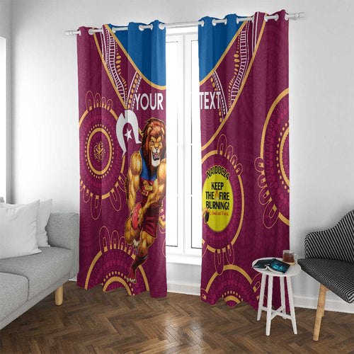 Custom AFL Brisbane Lions NAIDOC Week Window Curtain Keep The Fire Burning Indigenous Art