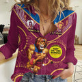 Custom AFL Brisbane Lions NAIDOC Week Women Casual Shirt Keep The Fire Burning Indigenous Art