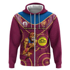 Custom AFL Brisbane Lions NAIDOC Week Zip Hoodie Keep The Fire Burning Indigenous Art