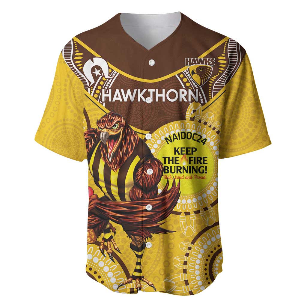 Custom AFL Hawkthorn NAIDOC Week Baseball Jersey Keep The Fire Burning Indigenous Art