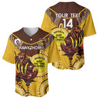 Custom AFL Hawkthorn NAIDOC Week Baseball Jersey Keep The Fire Burning Indigenous Art