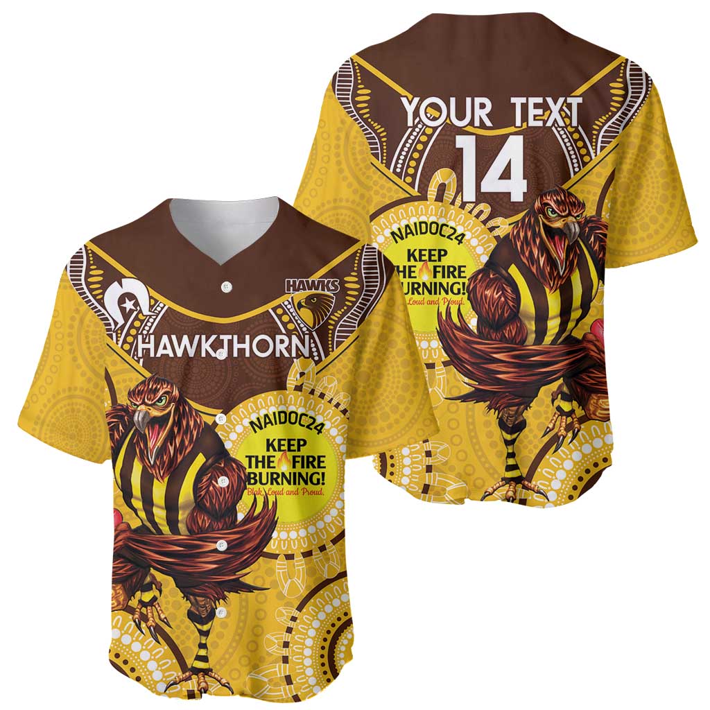Custom AFL Hawkthorn NAIDOC Week Baseball Jersey Keep The Fire Burning Indigenous Art