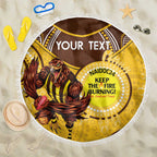 Custom AFL Hawkthorn NAIDOC Week Beach Blanket Keep The Fire Burning Indigenous Art