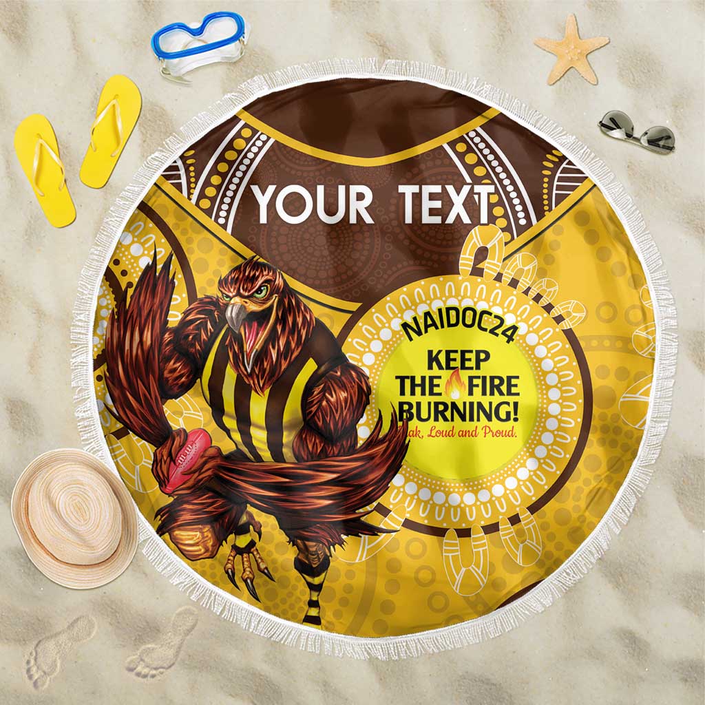Custom AFL Hawkthorn NAIDOC Week Beach Blanket Keep The Fire Burning Indigenous Art