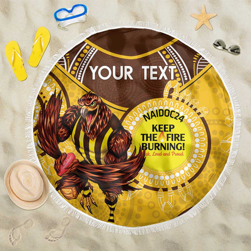 Custom AFL Hawkthorn NAIDOC Week Beach Blanket Keep The Fire Burning Indigenous Art