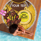 Custom AFL Hawkthorn NAIDOC Week Beach Blanket Keep The Fire Burning Indigenous Art