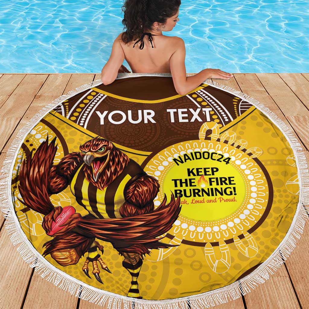 Custom AFL Hawkthorn NAIDOC Week Beach Blanket Keep The Fire Burning Indigenous Art