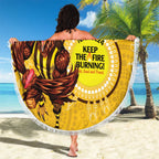 Custom AFL Hawkthorn NAIDOC Week Beach Blanket Keep The Fire Burning Indigenous Art