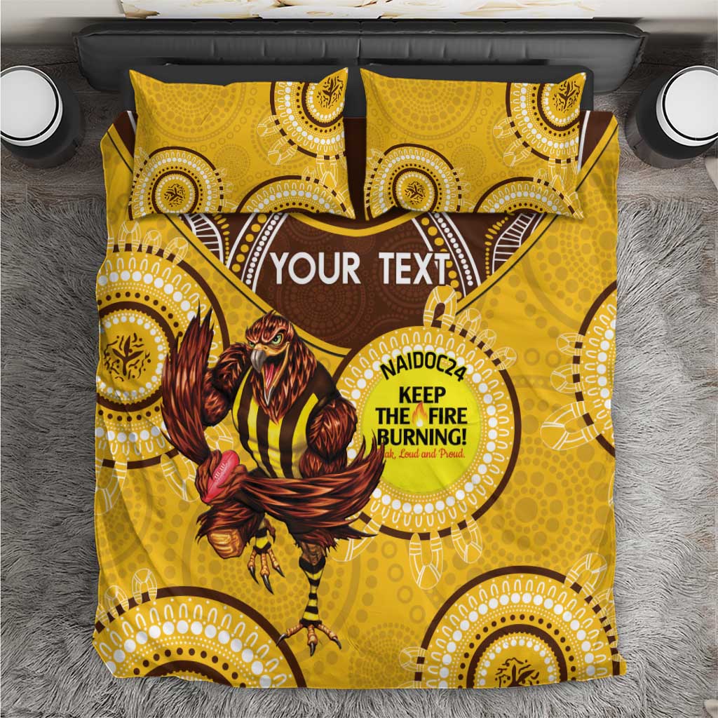 Custom AFL Hawkthorn NAIDOC Week Bedding Set Keep The Fire Burning Indigenous Art