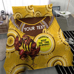 Custom AFL Hawkthorn NAIDOC Week Bedding Set Keep The Fire Burning Indigenous Art