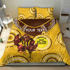 Custom AFL Hawkthorn NAIDOC Week Bedding Set Keep The Fire Burning Indigenous Art