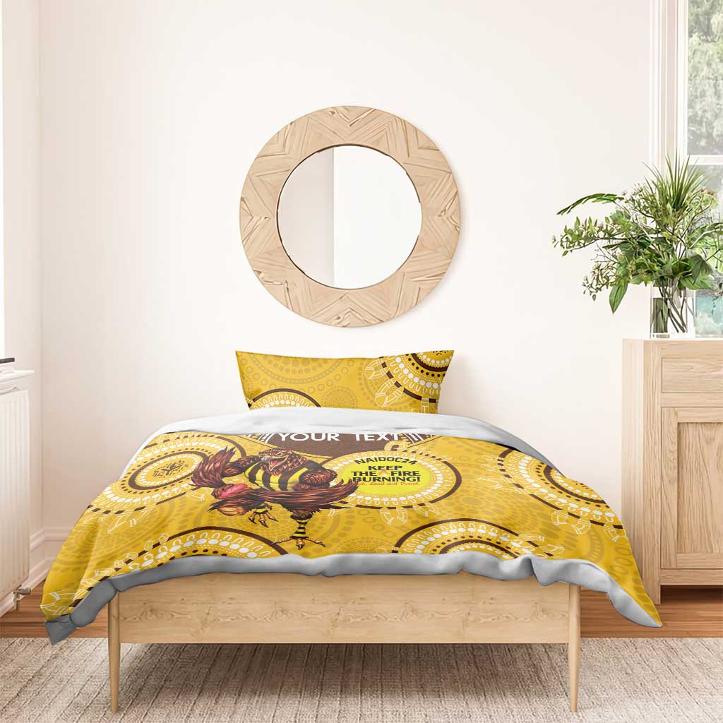 Custom AFL Hawkthorn NAIDOC Week Bedding Set Keep The Fire Burning Indigenous Art