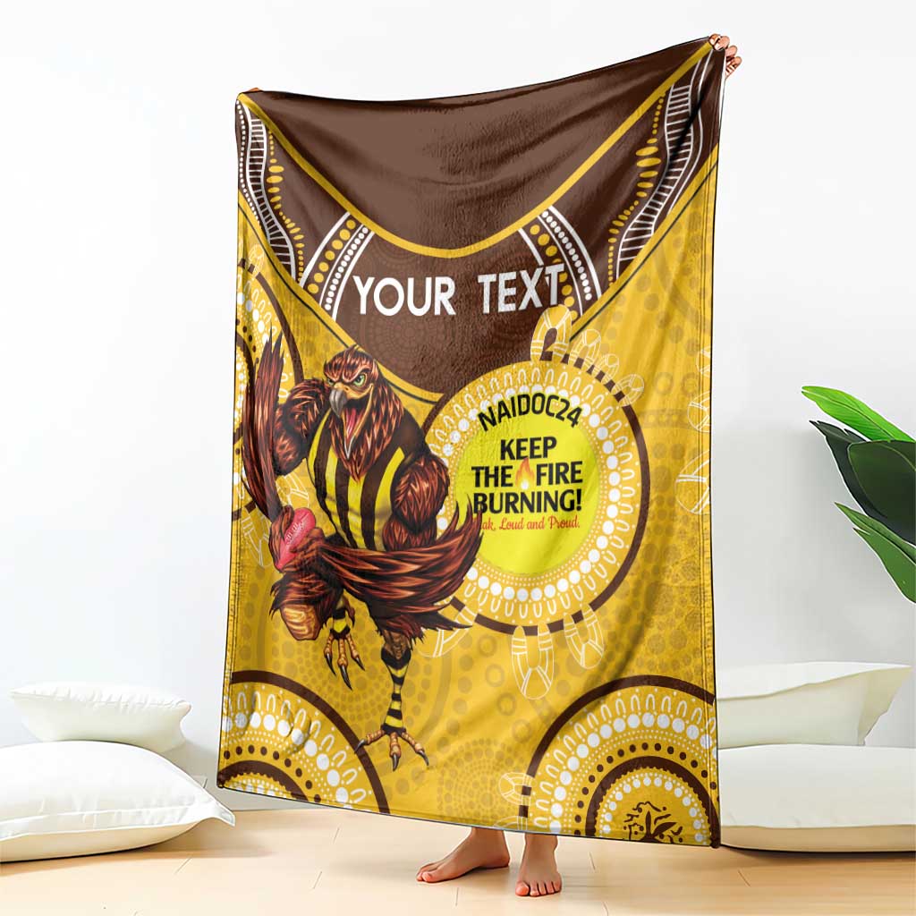 Custom AFL Hawkthorn NAIDOC Week Blanket Keep The Fire Burning Indigenous Art
