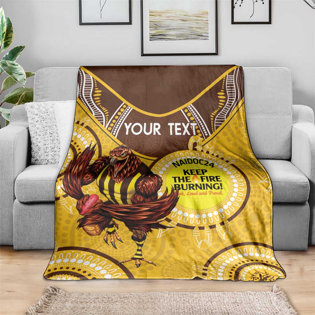 Custom AFL Hawkthorn NAIDOC Week Blanket Keep The Fire Burning Indigenous Art