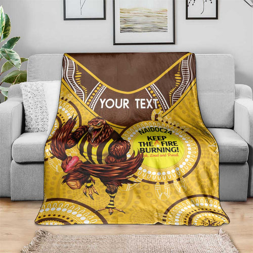 Custom AFL Hawkthorn NAIDOC Week Blanket Keep The Fire Burning Indigenous Art