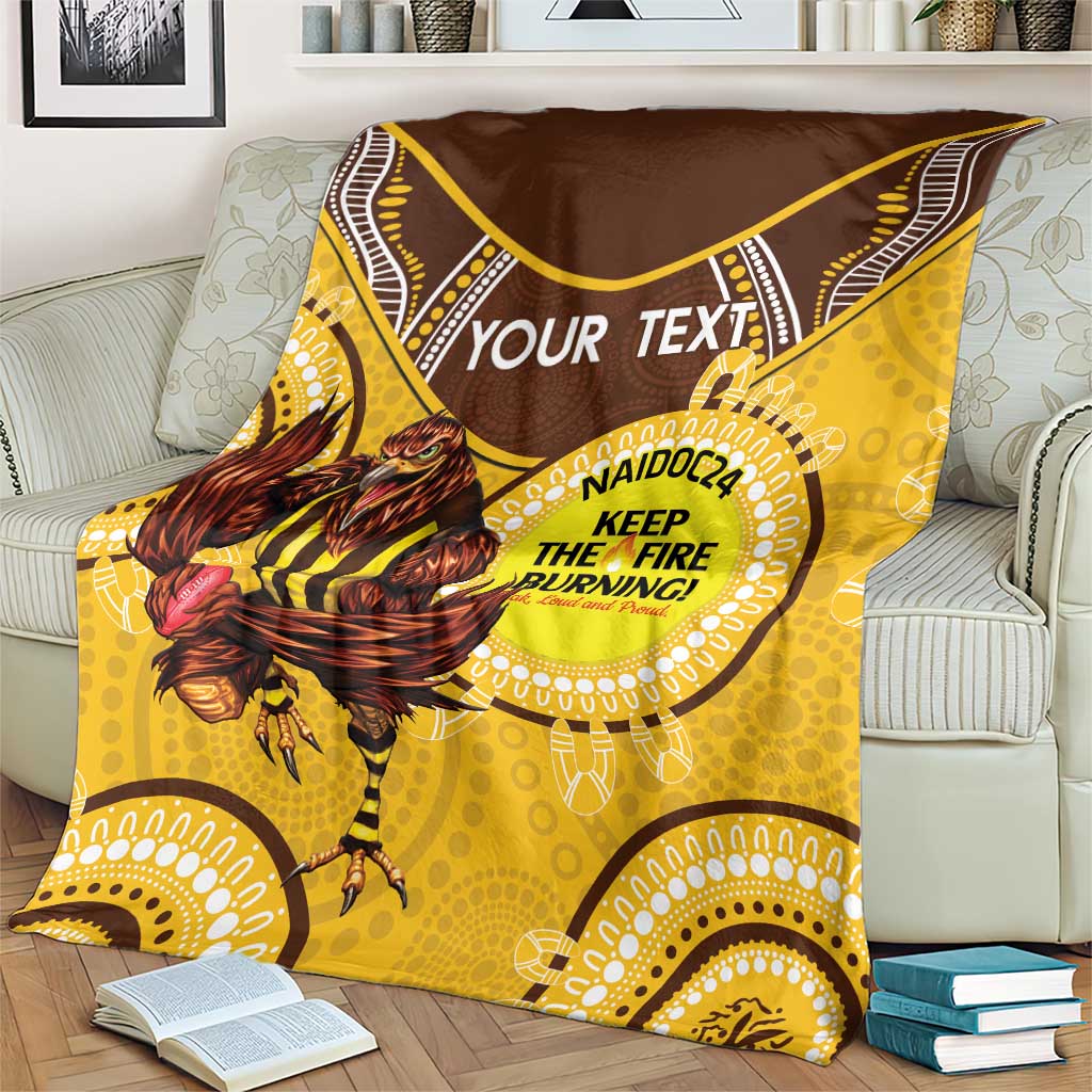 Custom AFL Hawkthorn NAIDOC Week Blanket Keep The Fire Burning Indigenous Art