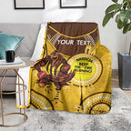 Custom AFL Hawkthorn NAIDOC Week Blanket Keep The Fire Burning Indigenous Art