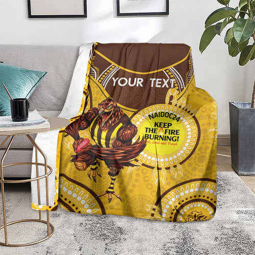 Custom AFL Hawkthorn NAIDOC Week Blanket Keep The Fire Burning Indigenous Art