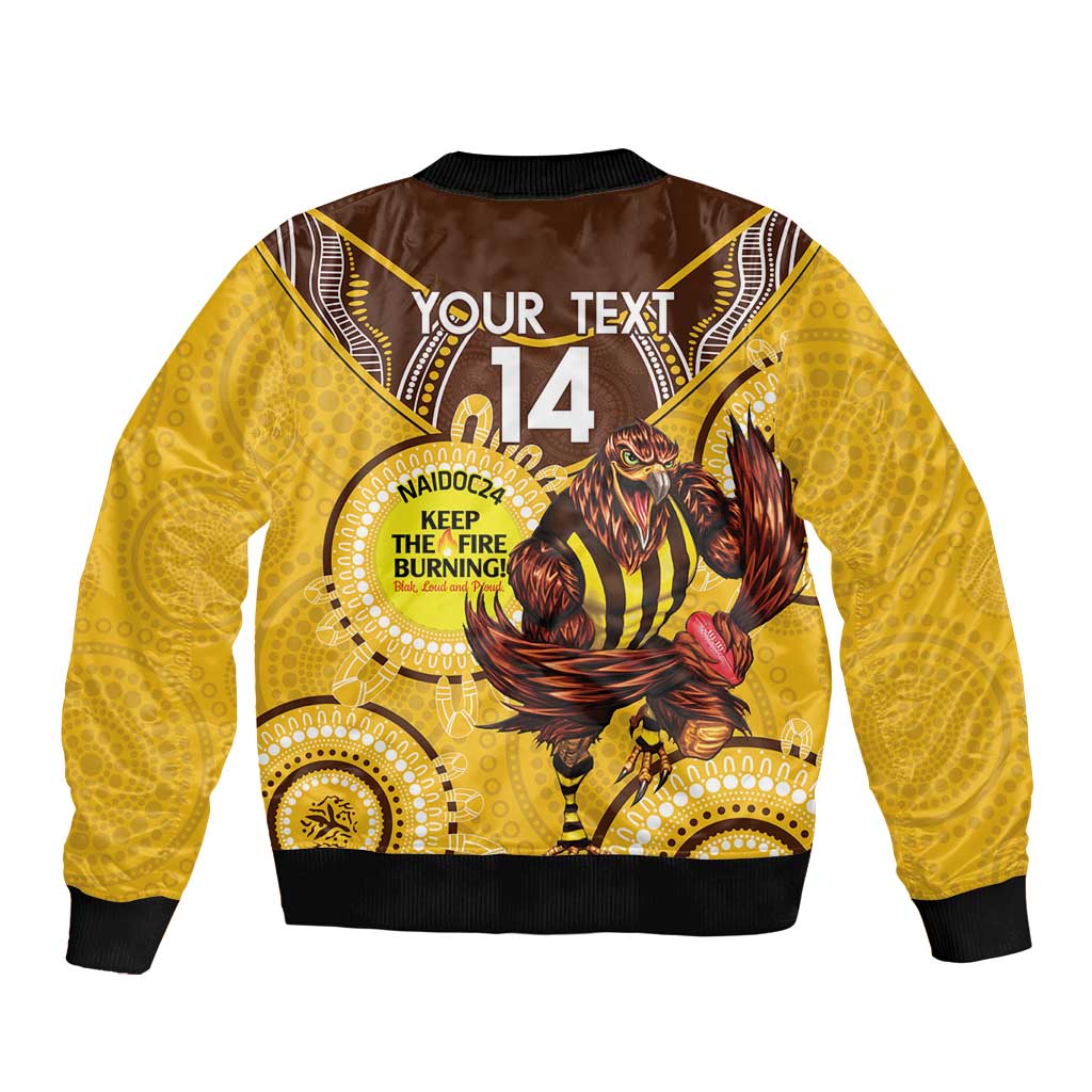Custom AFL Hawkthorn NAIDOC Week Bomber Jacket Keep The Fire Burning Indigenous Art