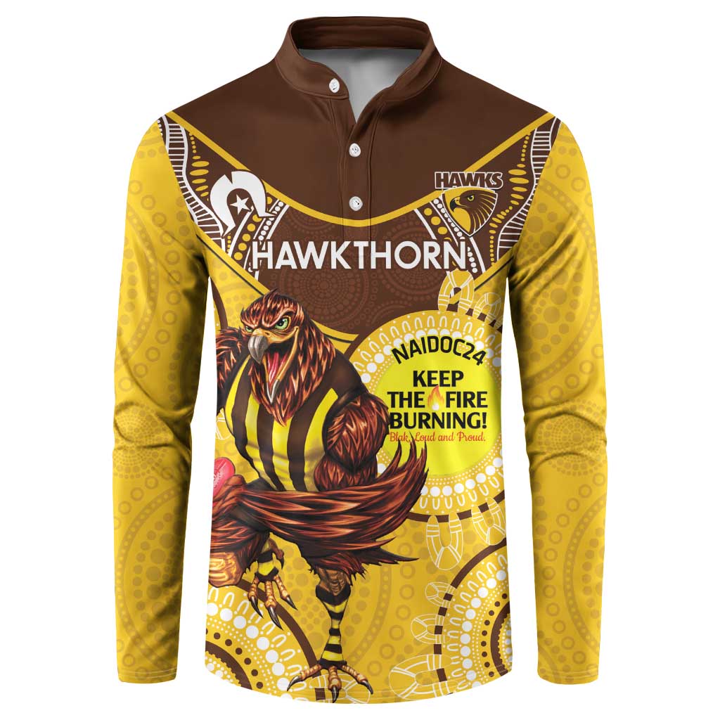 Custom AFL Hawkthorn NAIDOC Week Button Sweatshirt Keep The Fire Burning Indigenous Art