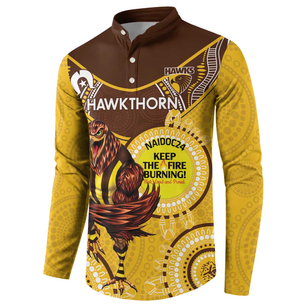 Custom AFL Hawkthorn NAIDOC Week Button Sweatshirt Keep The Fire Burning Indigenous Art