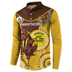 Custom AFL Hawkthorn NAIDOC Week Button Sweatshirt Keep The Fire Burning Indigenous Art