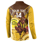 Custom AFL Hawkthorn NAIDOC Week Button Sweatshirt Keep The Fire Burning Indigenous Art