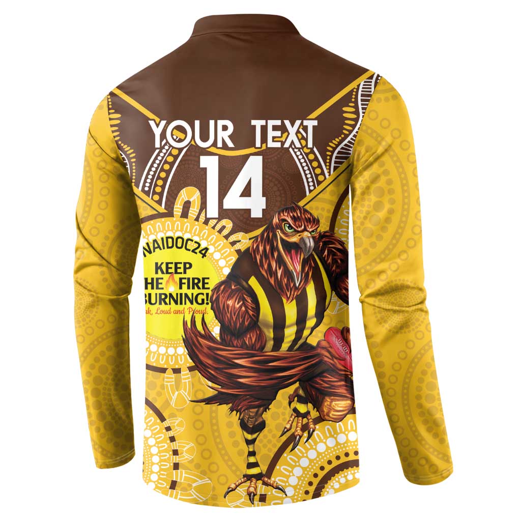 Custom AFL Hawkthorn NAIDOC Week Button Sweatshirt Keep The Fire Burning Indigenous Art