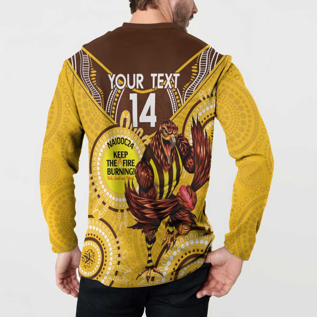 Custom AFL Hawkthorn NAIDOC Week Button Sweatshirt Keep The Fire Burning Indigenous Art