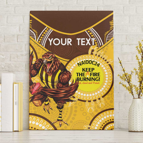 Custom AFL Hawkthorn NAIDOC Week Canvas Wall Art Keep The Fire Burning Indigenous Art