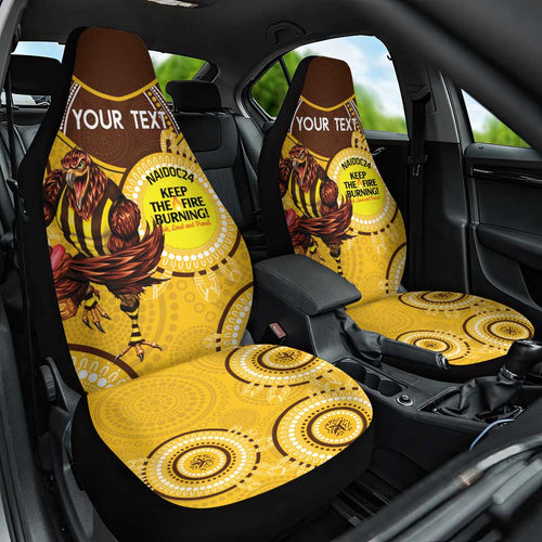Custom AFL Hawkthorn NAIDOC Week Car Seat Cover Keep The Fire Burning Indigenous Art