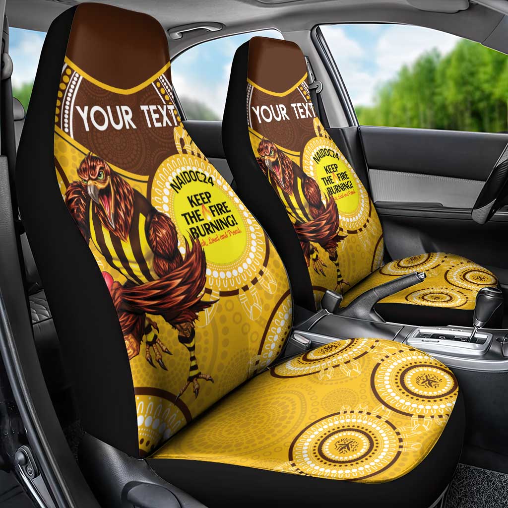 Custom AFL Hawkthorn NAIDOC Week Car Seat Cover Keep The Fire Burning Indigenous Art