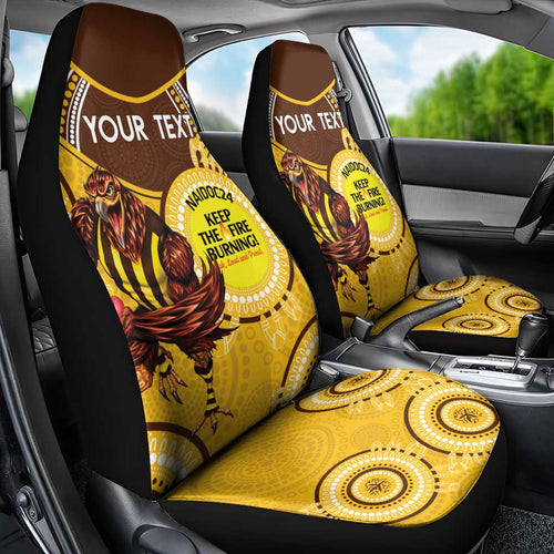 Custom AFL Hawkthorn NAIDOC Week Car Seat Cover Keep The Fire Burning Indigenous Art