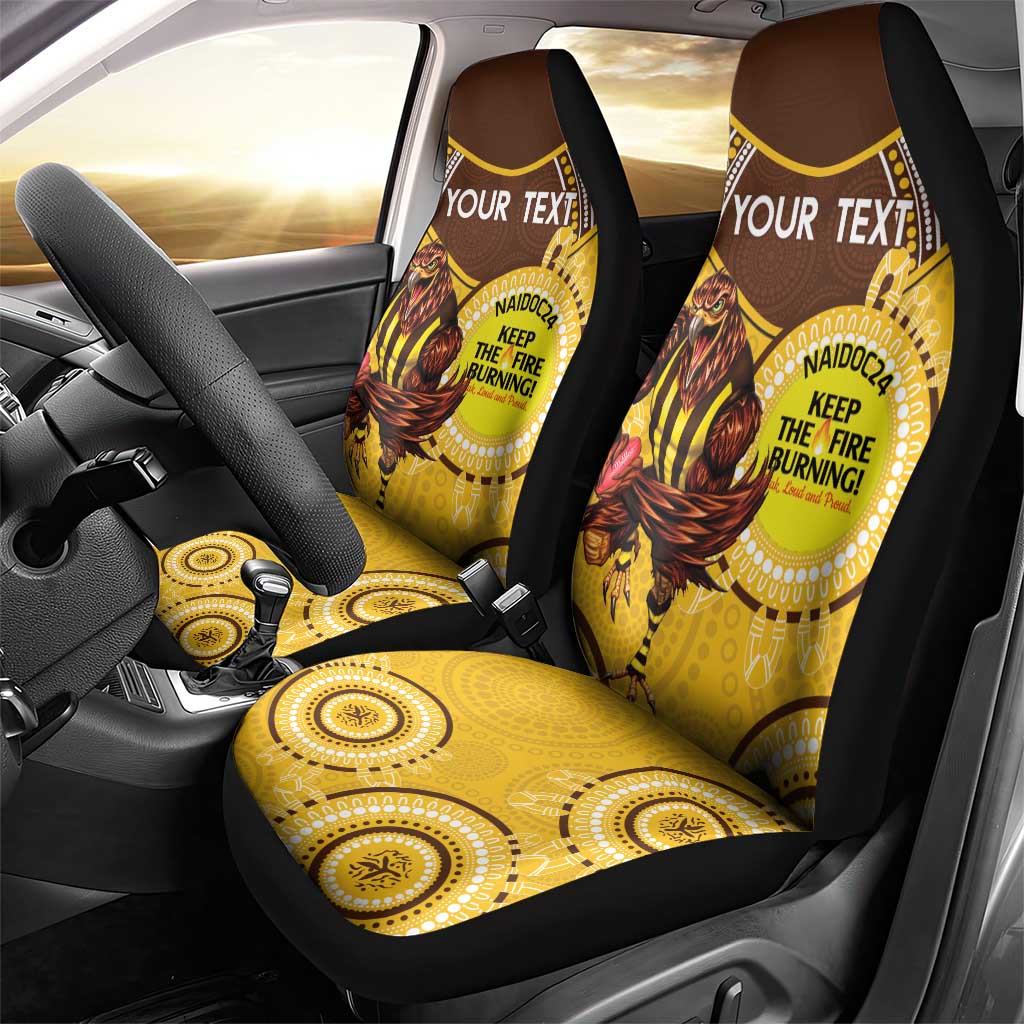 Custom AFL Hawkthorn NAIDOC Week Car Seat Cover Keep The Fire Burning Indigenous Art