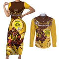 Custom AFL Hawkthorn NAIDOC Week Couples Matching Short Sleeve Bodycon Dress and Long Sleeve Button Shirt Keep The Fire Burning Indigenous Art