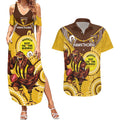 Custom AFL Hawkthorn NAIDOC Week Couples Matching Summer Maxi Dress and Hawaiian Shirt Keep The Fire Burning Indigenous Art