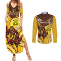 Custom AFL Hawkthorn NAIDOC Week Couples Matching Summer Maxi Dress and Long Sleeve Button Shirt Keep The Fire Burning Indigenous Art