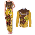 Custom AFL Hawkthorn NAIDOC Week Couples Matching Tank Maxi Dress and Long Sleeve Button Shirt Keep The Fire Burning Indigenous Art