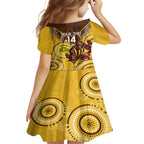 Custom AFL Hawkthorn NAIDOC Week Family Matching Long Sleeve Bodycon Dress and Hawaiian Shirt Keep The Fire Burning Indigenous Art