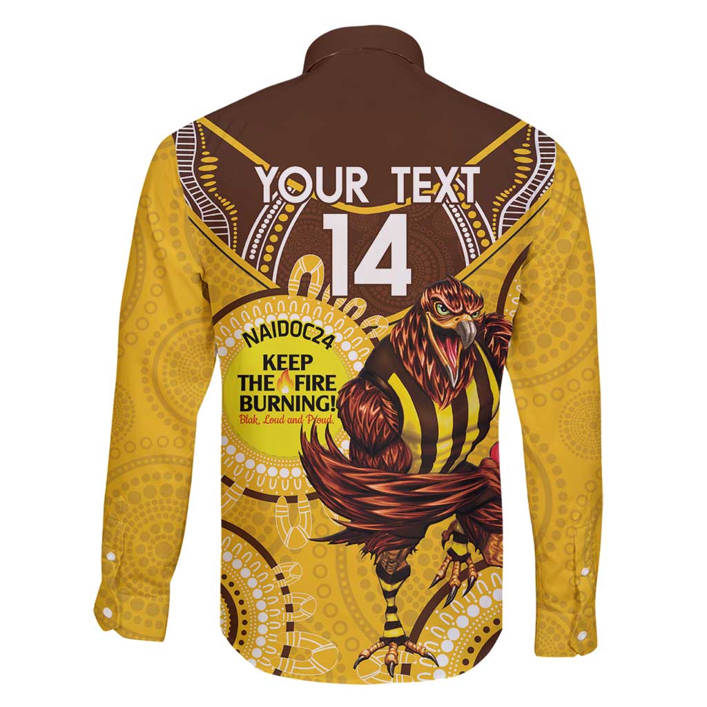 Custom AFL Hawkthorn NAIDOC Week Family Matching Long Sleeve Bodycon Dress and Hawaiian Shirt Keep The Fire Burning Indigenous Art