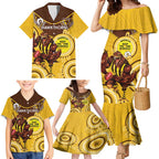 Custom AFL Hawkthorn NAIDOC Week Family Matching Mermaid Dress and Hawaiian Shirt Keep The Fire Burning Indigenous Art