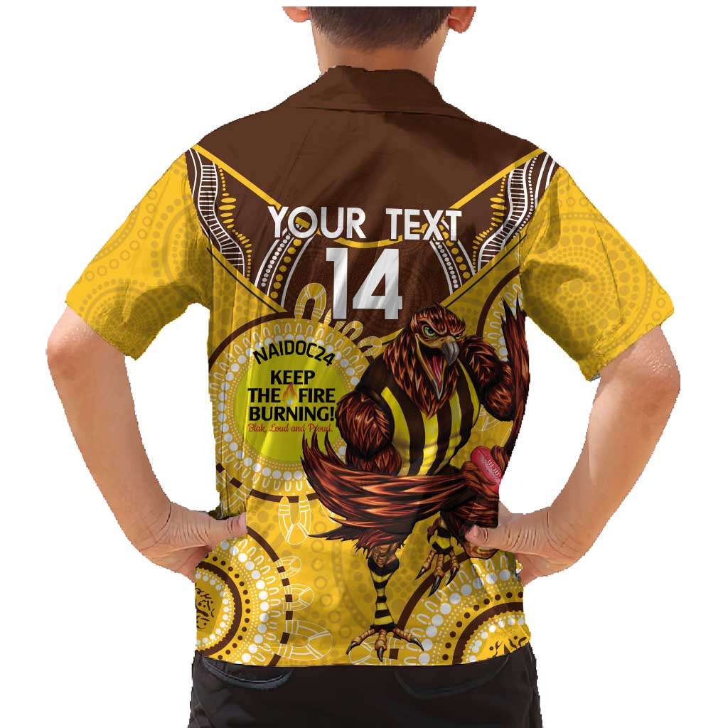 Custom AFL Hawkthorn NAIDOC Week Family Matching Mermaid Dress and Hawaiian Shirt Keep The Fire Burning Indigenous Art
