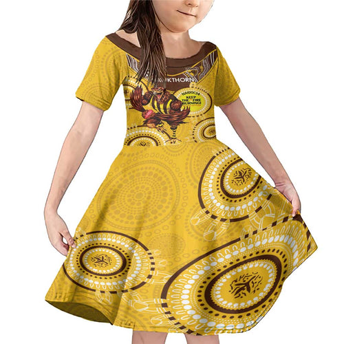 Custom AFL Hawkthorn NAIDOC Week Family Matching Mermaid Dress and Hawaiian Shirt Keep The Fire Burning Indigenous Art