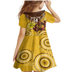 Custom AFL Hawkthorn NAIDOC Week Family Matching Mermaid Dress and Hawaiian Shirt Keep The Fire Burning Indigenous Art