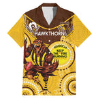 Custom AFL Hawkthorn NAIDOC Week Family Matching Mermaid Dress and Hawaiian Shirt Keep The Fire Burning Indigenous Art