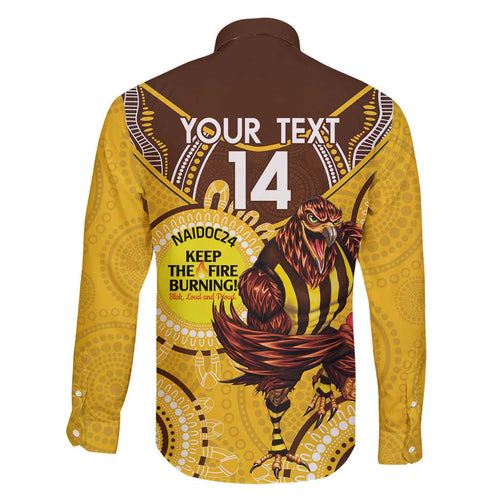 Custom AFL Hawkthorn NAIDOC Week Family Matching Short Sleeve Bodycon Dress and Hawaiian Shirt Keep The Fire Burning Indigenous Art